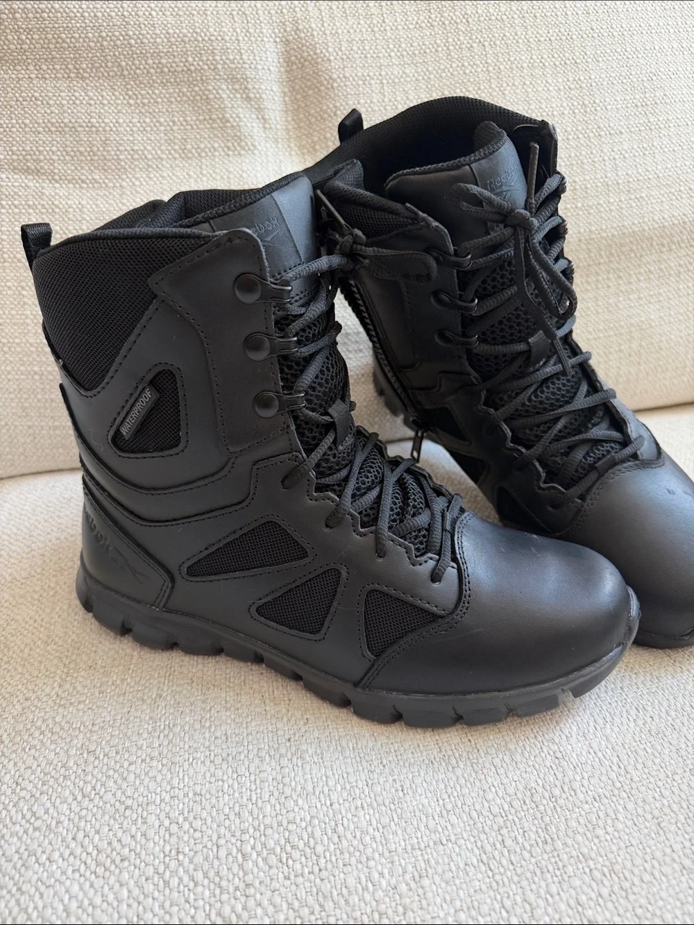 Reebok All-Black Tactical Lace-Up Side-Zip Boots